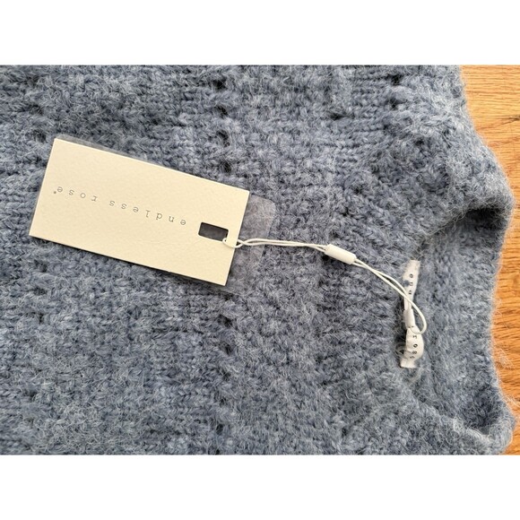 Endless rose Size L NWT BLUE CHUNKY WOOL KNIT DETAILED SWEATER $100 - Picture 8 of 13